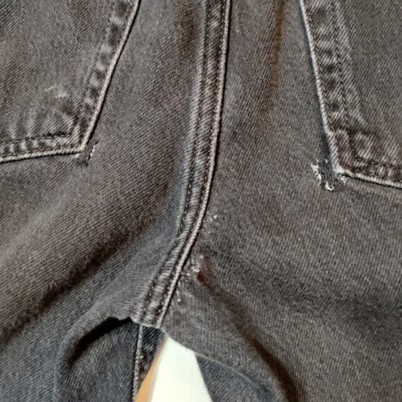 WE THE FREE Black Distressed Cropped Jean Straight Mid Rise Boho Grunge Soft 28 - Picture 11 of 15